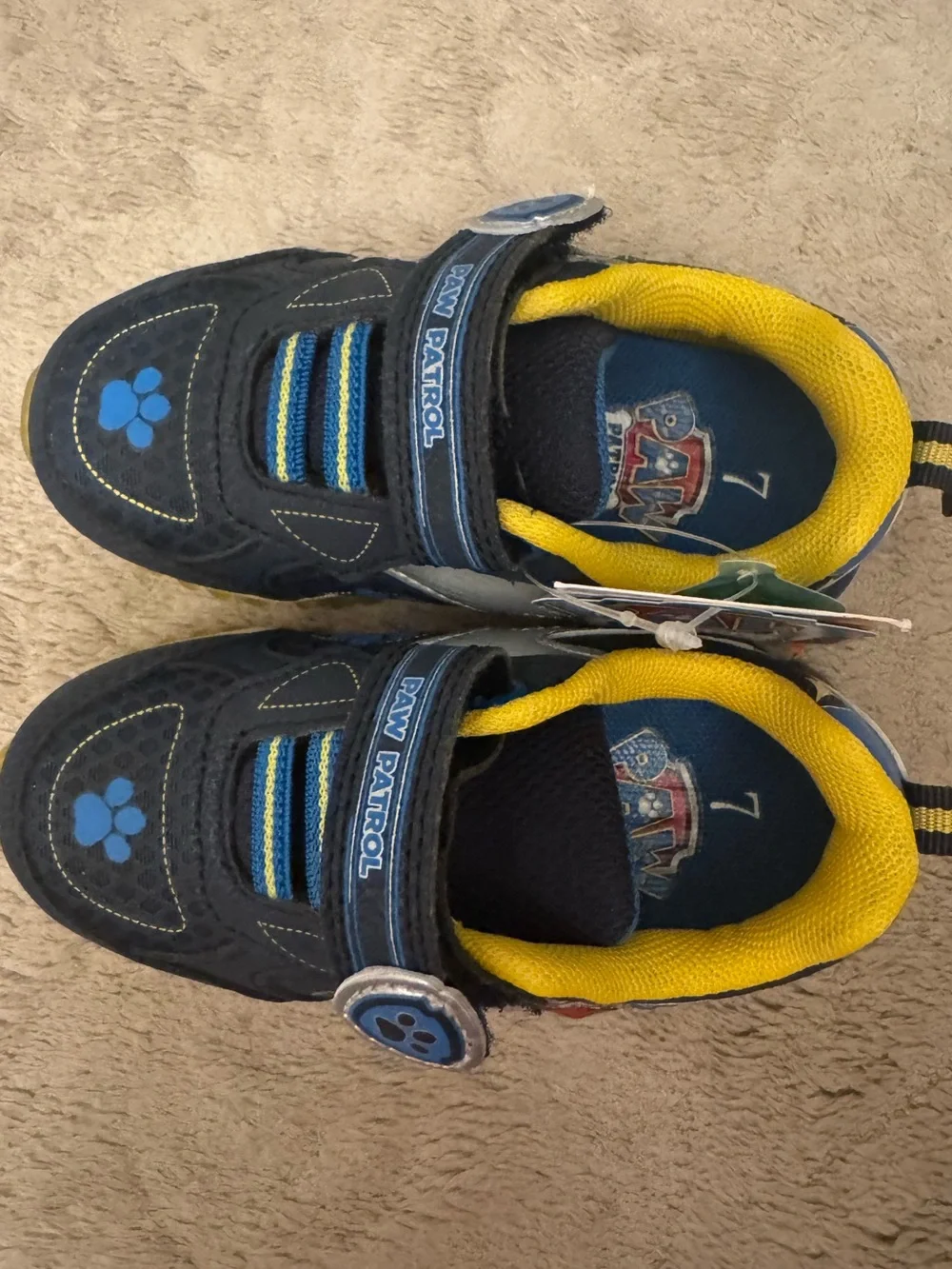 Paw Patrol Navy and Yellow Kids Sneakers with Paw Accent